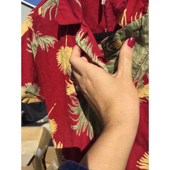 Free People Malibu Romper Women XS Red Yellow Tropical Beachy Boho Hawaii Cotton - Picture 8 of 13